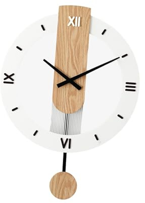Colcolo Reloj de Péndulo de Madera para Colgar en La Pared, Decoración Decorativa Silenciosa de 15,7x21,6 Pulgadas para Comedor, Regalo de Inauguración de La, Números Romanos, Individual