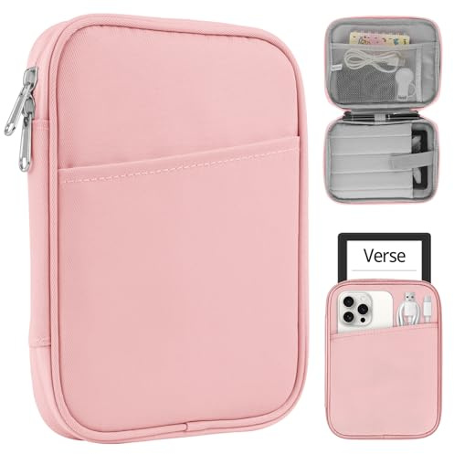 HoYiXi Housse Universel pour 7 Kindle Paperwhite/Colorsoft 2024 Compatibility 6.8 Paperwhite 2021 and 6-6.8 Kobo/Tolino/Sony EReader with Anti-Drop Android Tablet Sleeve Case,Rose