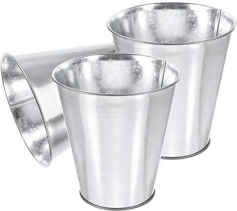 TINEASUR Secchio per Fiori in Ferro retrò 3 Pezzi Vaso per Fiori in Metallo Vaso per Fiori Secchio per Piantagione Zincato