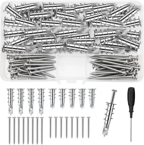 Hengxinchen 109 Pièces M4 Cheville Placo,Chevilles Pour Placoplatre, Charge Lourde Avec Tournevis, Vis A Placo Cheville Autoforeuse Pour La Fixation Sur Les Plaques De Plâtre, Le Béton