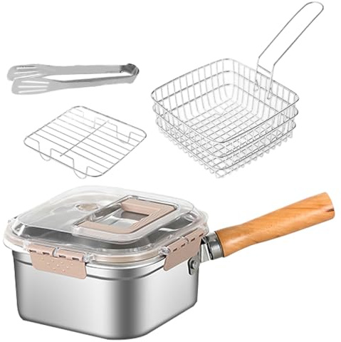 Quorvex De Friteuse - Friteuse Multifonction Grande Capacité,En Acier Inoxydable Anti-Éclaboussures pour Poulet et Frites