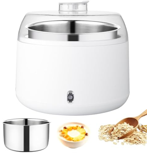 Yogurt Probiotico da 1L, Yogurtiera con Rivestimento in Acciaio Inox, Facile da Pulire e Semplice da Usare, per Fare Yogurt Greco/Natto/Vino di Riso