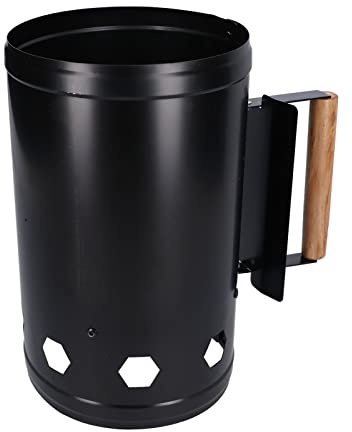 GEDMRT Heavy Duty Steel Charcoal Chimney Starter | Fast 15-20 Minute Ignition for BBQ/Camping/Grilling | Heat Guard & Wooden Handle for Safe Use | Sturdy Oxidation Resilient Design