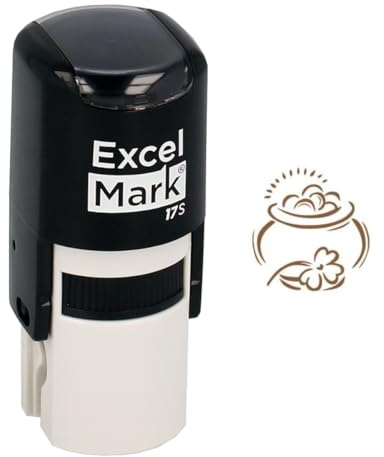 ExcelMark St. Patricks Day Rubber Stamp - Pot of Gold Stamp - Brown Ink