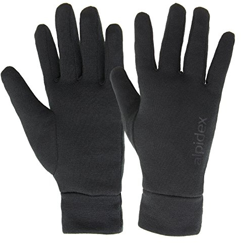 ALPIDEX Guantes Interiores Running Correr Ciclismo Invierno Ligeros Finos Calientes Primera Capa Termico Deportivo, Tamaño:S, Color:Black