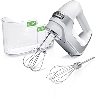 Hamilton Beach Professional Frullatore elettrico a 5 marce con motore DC ad alte prestazioni, avvio lento, valigetta portaoggetti, bacchette e frusta, bianco (62652)