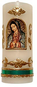Small Our Lady of Guadalupe Made in Mexico Candle Cirio de la Virgen de Guadalupe Rezo Oración