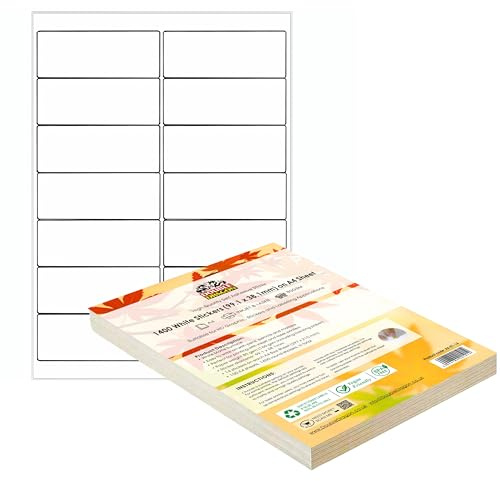 Double Dragon, Papier d'étiquettes d'adresses autocollantes A4, 14 étiquettes par feuille, 100 feuilles, 99,1 x 38,1mm (1400 étiquettes)