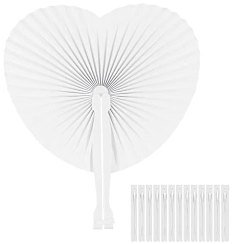 WANGCL 12 abanicos de papel blanco plegable de mano para decoración de pared de boda, abanicos chinos