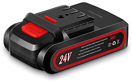 Hangrow Batería de Motosierra 24V 2000mAh, Accesorios de Baterías de Litio Reemplazables Para Motosierras Eléctricas Portátiles (1 Batería)