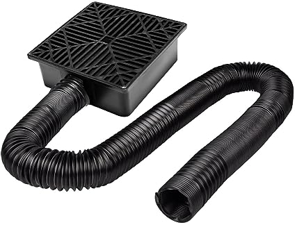 AYYDS Auffangbecken Fallrohr, Regenrohrklappe Fallrohr Verlängerungs Set, Hofablauf Bodenablauf mit Flexiblem Schlauch, Außenbereich Fallrohrverlängerung, Regenwasser Drainage (1, A - Schwarze)