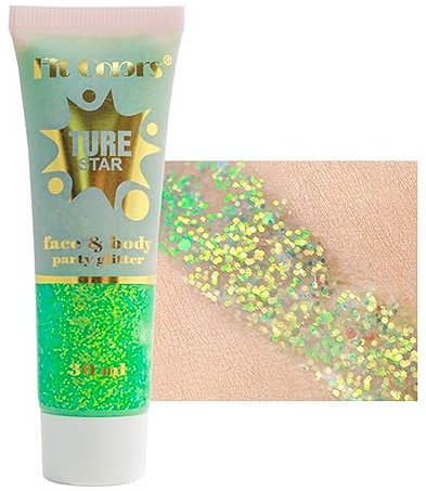 Glitter olografici per il corpo, camaleonte viso glitter sirena liquido ombretto fine glitter per corpo, viso, Halloween, matrimoni, festival, glitter luccicanti 1oz(#05 verde)