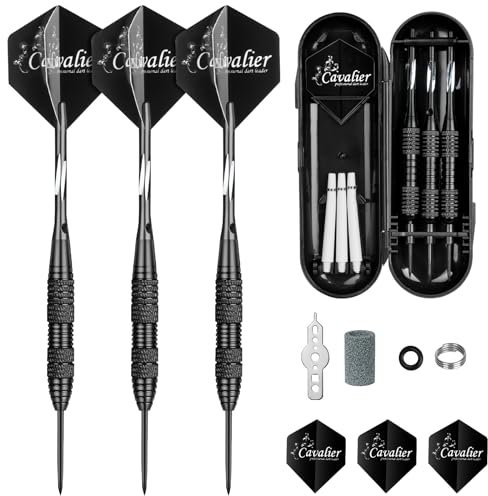 flintronic 3 Stück Profi Steeldarts,Dartpfeile Mit Metallspitze, Steel Dartpfeile Mit 3PC PVC Schäften, 24 Stainless Schäfte, 3 Flights, 50 Anti-Lose Gummiringe, 1Dart Tool Sharpener, 1 Flight-Schutz