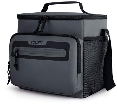 TOURIT Kühltasche Klein Lunchtasche isolierte auslaufsicher wiederverwendbar Lunch-Kühltasche für Arbeit, Büro, Outdoor, Picknick, dunkelgrau