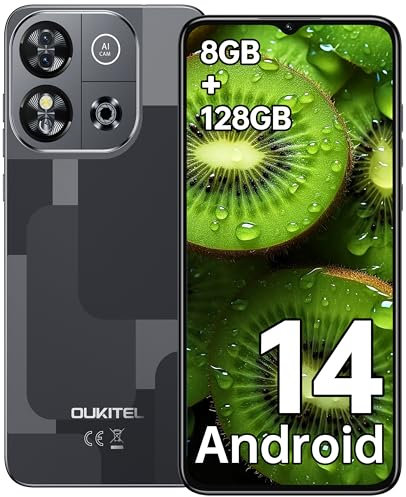 OUKITEL C57S Téléphone Portable Débloqué 2024-8Go(2+6)+64Go/1To Smartphone Pas Cher, Écran 6.52, Batterie 4300mAh, 13MP, Octa Core, Android 14 Smartphone Débloqué 4G Dual SIM/Face ID/GPS/- Noir