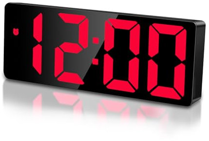 Sarsumir Réveil Numérique LED, Reveil Matin Numerique avec Temps Date Température Somnoler Luminosité réglable Horloge Digitale Enfant pour Maison Bureau Voyage, Rouge