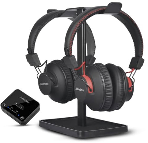 Avantree HT41899 Plus - Dual Bluetooth 5.3 Kabellose Kopfhörer für Fernseher mit Sender & Ständer, 50 Std. Funkkopfhörer für Senioren, aptX Adaptive, Kompatibel mit TVs mit Optisch oder AUX Ausgang