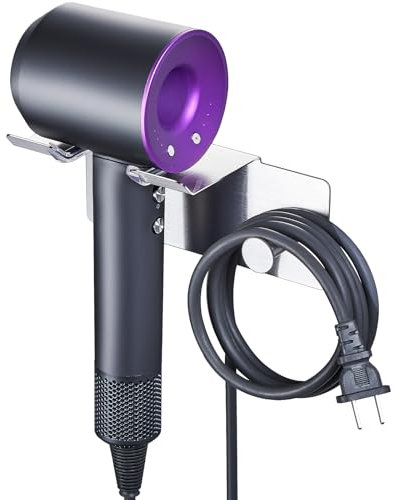LOXSUN Föhnhalter Wand Ohne Bohren, Föhnhalterung Bad Ohne Bohren, Fönhalter Metall, Fönhalterung für Badezimmer, Selbstklebend Fön Wandhalterung, Hair Dryer Holder für Haartrocknerhalter (Silber)