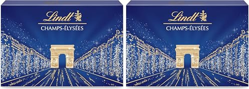 Lindt - Boîte CHAMPS-ELYSEES - Assortiment de Chocolats au Lait, Noirs et Blanc, 182g (Lot de 2)