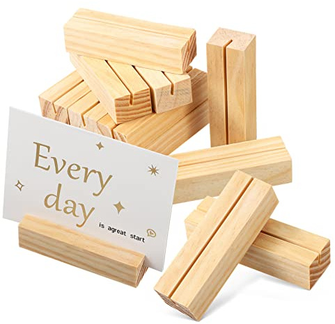 VALICLUD 30pcs Wooden Card Holder for Table Number Recipe Card Holder for Wedding Decorations and Engagements
