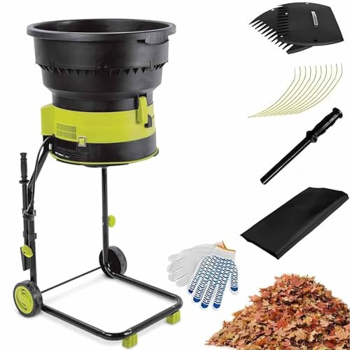 Broyeur de feuilles électrique sans lame pour nettoyage et compostage de jardin à haute efficacité, puissance de 15 A 2500 W, vitesse de 8000 tr/min, rapport de réduction de 17:1, supporte jusqu'à 150