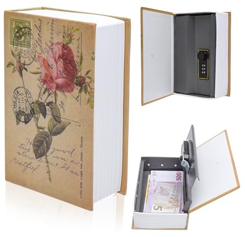 Caja fuerte para libros con cerradura de combinación – libro caja fuerte secreta para dinero, joyas y llaves – caja de seguridad libro portátil discreta para hogar, oficina y viaje