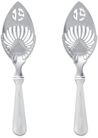 2 cucchiai per assenzio, filtro a rete per cubetti di ghiaccio in acciaio inossidabile, filtro per bere, gocciolatore per cocktail, gocciolatore per fontana per assenzio scavato, (Cucchiaio per