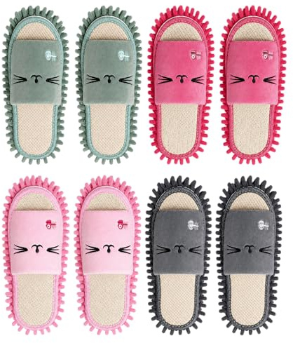 BORDEAG 4 par rengöringstofflor, golvrengöringstofflor, rengöringsskor, rengöringsskor, avtagbara, tvättbara, golvrengöring, för kök, vardagsrum, kontor, unisex
