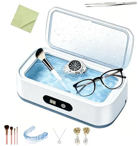 AEMCHDM Nettoyeur Ultrasons Lunettes Professionnel 650 ml, Machine de Nettoyage à Ultrasons 49 KHz pour Bijoux, Dentier, Gouttière Dentaire, Montres, Rasoirs et Accessoires, Bac Inox 304