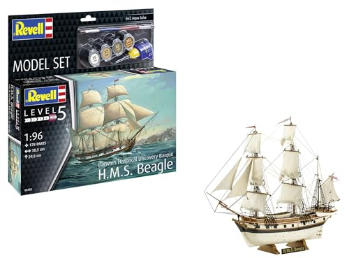 Revell Model Set 65458 Model Set HMS Beagle 1:96 Scale Unbuilt/Unpainted Plastic Model Kit with Accessories