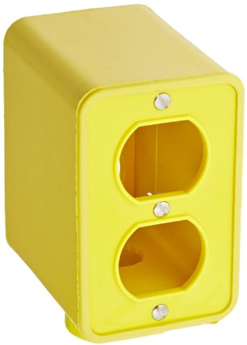 Woodhead 3000 Super-Safeway Multiple Outlet Box - Yellow, Electrical Mounting Box with NEMA 4 Enclosure, Standard Depth, C-Clamp, Duplex Cover Plates