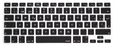 MiNGFi spanska Silikon tangentbordsskydd för MacBook Pro/Air (2008-2015) model A1278 A1286 A1369 A1398 A1425 A1466 A1502 EU/ISO tangentbordslayouten - Svart