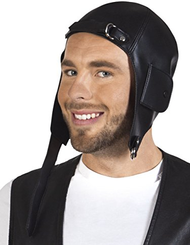 Boland 95933 - Mütze Pilot Jackson, Schwarze Haube, Kopfbedeckung für Karneval und Mottoparty im Lederlook, Kostüm Zubehör, Faschingskostüme, Schwarz
