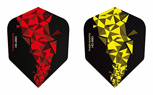 THOR-DARTS 30 pezzi (10 set) extra Strong Darts Flights HD-280 Red Yellow Standard Form Ultra Strong Verde/Nero Blu-Nero HD150 Plus (F2 Mix Giallo-Nero & Rosso Nero)