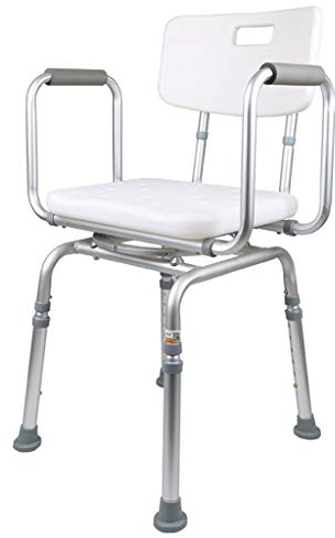 Bath/Shower Stool with Rotating Seat Bathtub Shower Lift Chair with Armrests Backrest Adjustable in 6 Height Bathing Aid for Elderly, Disabled,Pregnant Women