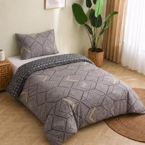Lazzaro Single Duvet Cover Set Premium Brushed Microfiber Quilt Cover | Hypoallergenic, Reversible, Zipper Closure, Ultrasoft Quilt Cover, Single (90 × 190 cm), OEKO-TEX Certified, Machine Washable