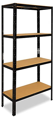 shelfplaza Black 180x100x23 cm Schwerlastregal in schwarz mit 4 Böden und 175 kg Traglast pro Boden
