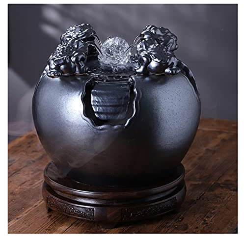 HASMI Tabletop Fountain Indoor Water Fountain with Rolling Ball Feng Shui Zen Tabletop Fountains Waterfall Ceramic Flowing Water Decoration,for Home Office Desktop Fountains