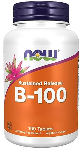 Now Foods, Vitamin B-100 Sustained Release, Vitamin B-Komplex, hochdosiert, mit PABA, 100 vegane Tabletten, Laborgeprüft, Glutenfrei, Sojafrei, Vegetarisch, Ohne Gentechnik