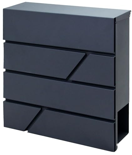 Miratic Buzon Exterior de Acero Galvanizado Color Antracita con Compartimento para Periódicos - Elegante y Duradero Buzón Exterior con Montaje en Superficie