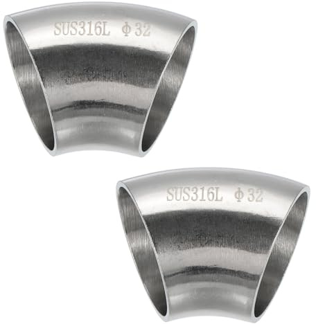 PATIKIL 2pcs 45 Degree Mandrel Bend Elbow, 1 1/4 Inch OD Steel Exhaust Elbow Exhaust Piping Connector 316 Stainless Steel for Exhaust Pipe Stair Handrail HVAC