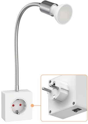 ledscom.de Sockellampa LESCH läslampa, krom/vit inkl. GU10 LED-lampa 7W, 630lm, varmvit