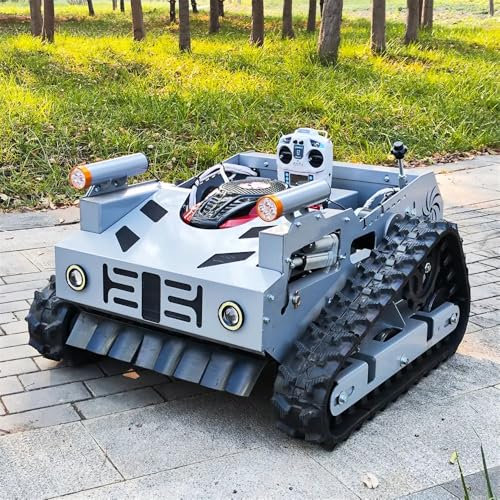 Cortacésped de orugas a gasolina, ancho de corte de 550 mm, motor de 196 cc, potencia de 3,5 kW, arranque eléctrico/retroceso