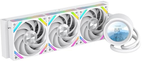 SAMA Q60 Disipador de CPU AIO de 360 ​​mm con pantalla LCD de 2,8 extraíble magnéticamente,ventiladores modulares XT120, aspas LCP, soportes adicionales, 115X, 2011, 1200, 1700, 1851, AM4, AM5 Blanco