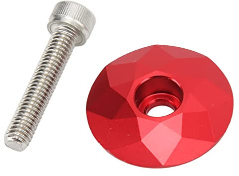 ZJchao Steuersatzkappe, Fahrradvorbaukappe Fahrradsteuersatzobere Abdeckung mit Schraube Aluminiumlegierung Fahrradvorbauobere Abdeckung Fahrradsteuersatz für Radfahren (Rot)