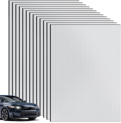 Starvortex 12Pcs Isolant Phonique Voiture, 25×18cm Isolation Phonique Voiture Autocollant, Isolant Thermique Voiture Durable de 5 mm d'Épaisseur, Insonorisation Capot Moteur Étanches Isoler