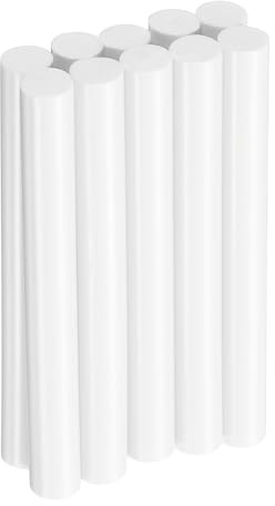 sourcing map 10 bastoncini di colla a caldo, 1,1 cm di diametro x 10 cm di lunghezza, in EVA, mini colla adesiva per pistola a caldo, legno, plastica, vetro, fiori, tessuti, schiuma, colore bianco