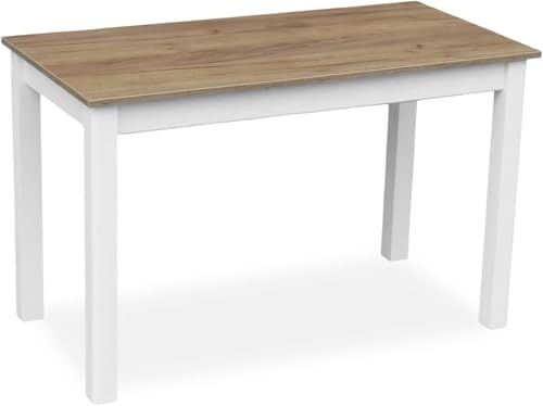 Metdrew Esstisch aus Holz | esstisch 120x60 | holztisch | Tisch für 4 Personen | klein Tisch | skandinavisch | Wohnzimmertisch | Kiefernholz | küchentisch weiß | Tischplatte: Craft Eiche Gold