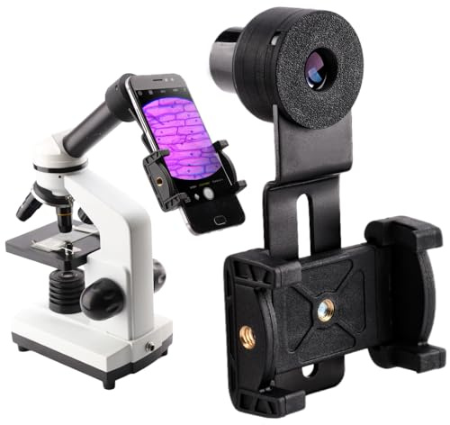 Starboosa 23.2 mm Microscope Phone Mount with Integrated WF16x Widefield Eyepiece, One-Piece Printed Head, Aluminum Alloy Frame, Spring Clamp — Fits 0.913 Eyepiece Tubes | Fits 23.2mm Microscope Eyepiece Tubes; Built-In WF16X Widefield Eyepiece; Smartphone Imaging