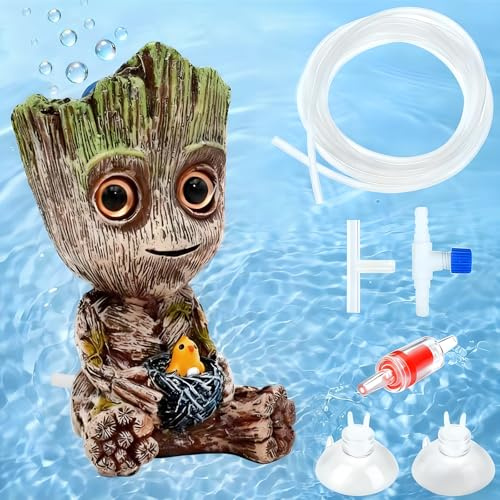 iTYOOS Décoration pour Aquarium avec Accessoires, Cailloux Groot Bulleur pour Aquarium, Decoration pour l'aménagement Paysager D'aquariums, Habitat pour Petits Poissons et Crevettes